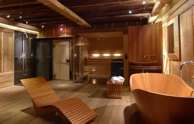 Ein Sitzbereich in der Unterkunft Luxus Chalet Mühlermoos