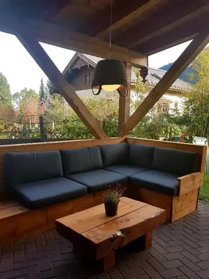 Ein Sitzbereich in der Unterkunft Villa Zeppelin - App Aquamarin